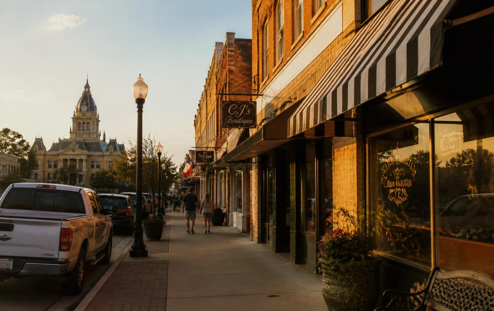 Downtown Sherman, Texas at golden hour